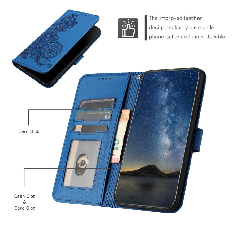 For Realme C53 Datura Flower Embossed Flip Leather Phone Case(Blue) - Realme Cases by PMC Jewellery | Online Shopping South Africa | PMC Jewellery | Buy Now Pay Later Mobicred