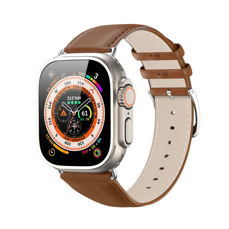 For Apple Watch 4 44mm DUX DUCIS YS Series Genuine Leather Watch Band(Brown) - Watch Bands by DUX DUCIS | Online Shopping South Africa | PMC Jewellery | Buy Now Pay Later Mobicred