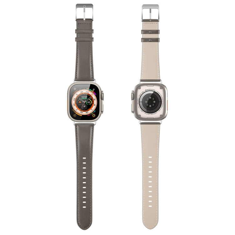 For Apple Watch 4 40mm DUX DUCIS YS Series Genuine Leather Watch Band(Grey) - Watch Bands by DUX DUCIS | Online Shopping South Africa | PMC Jewellery | Buy Now Pay Later Mobicred