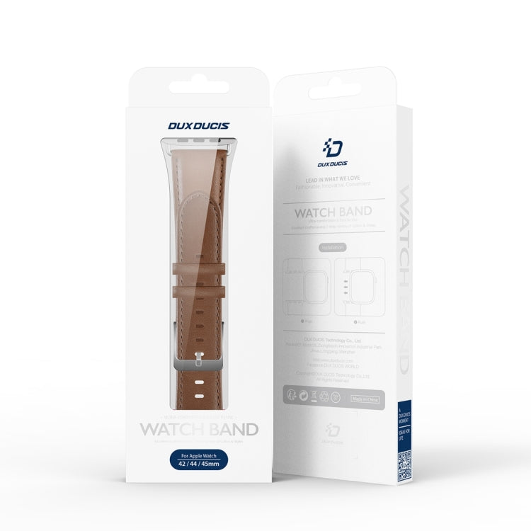 For Apple Watch 42mm DUX DUCIS YS Series Genuine Leather Watch Band(Brown) - Watch Bands by DUX DUCIS | Online Shopping South Africa | PMC Jewellery | Buy Now Pay Later Mobicred