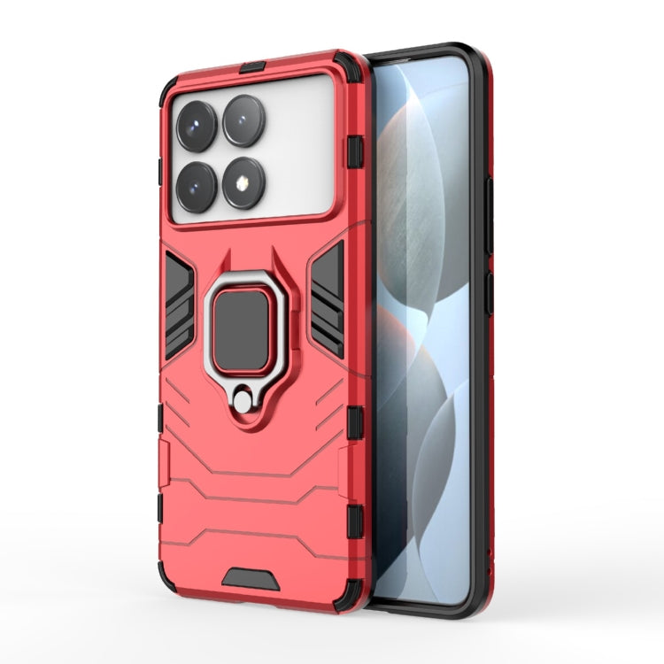 For Xiaomi Redmi K70 Shockproof PC + TPU Holder Phone Case(Red) - K70 Cases by PMC Jewellery | Online Shopping South Africa | PMC Jewellery | Buy Now Pay Later Mobicred