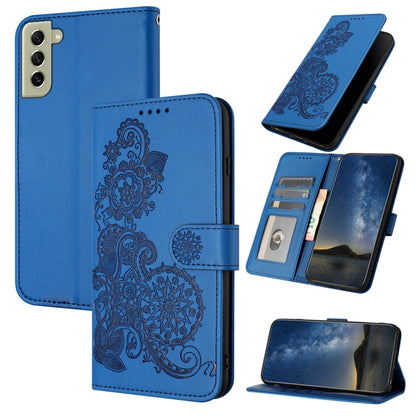 For Samsung Galaxy S22 Datura Flower Embossed Flip Leather Phone Case(Blue) - Galaxy S22 5G Cases by PMC Jewellery | Online Shopping South Africa | PMC Jewellery