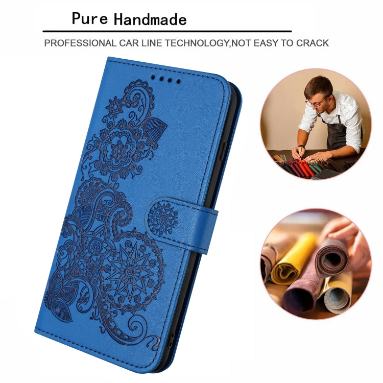 For Samsung Galaxy S22 Datura Flower Embossed Flip Leather Phone Case(Blue) - Galaxy S22 5G Cases by PMC Jewellery | Online Shopping South Africa | PMC Jewellery