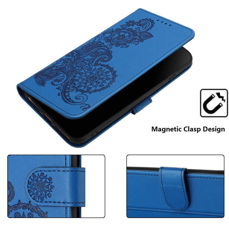For Samsung Galaxy S22 Datura Flower Embossed Flip Leather Phone Case(Blue) - Galaxy S22 5G Cases by PMC TechLife | Online Shopping South Africa | PMC TechLife