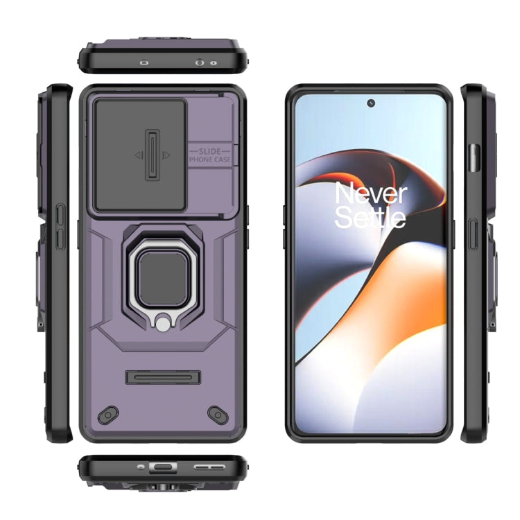 For OnePlus 11R 5G Sliding Camshield TPU + PC Shockproof Phone Case with Holder(Purple) - OnePlus Cases by PMC TechLife | Online Shopping South Africa | PMC TechLife | Buy Now Pay Later Mobicred