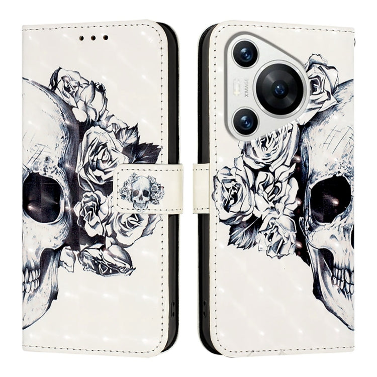 For Huawei Pura 70 3D Painting Horizontal Flip Leather Phone Case(Skull) - Huawei Cases by PMC Jewellery | Online Shopping South Africa | PMC Jewellery | Buy Now Pay Later Mobicred