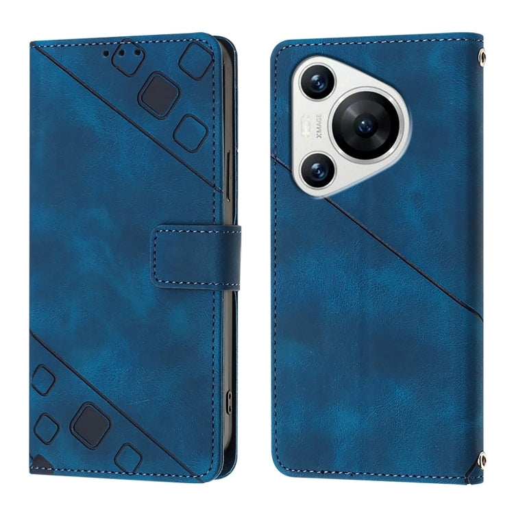 For Huawei Pura 70 Skin Feel Embossed Leather Phone Case(Blue) - Huawei Cases by PMC Jewellery | Online Shopping South Africa | PMC Jewellery | Buy Now Pay Later Mobicred