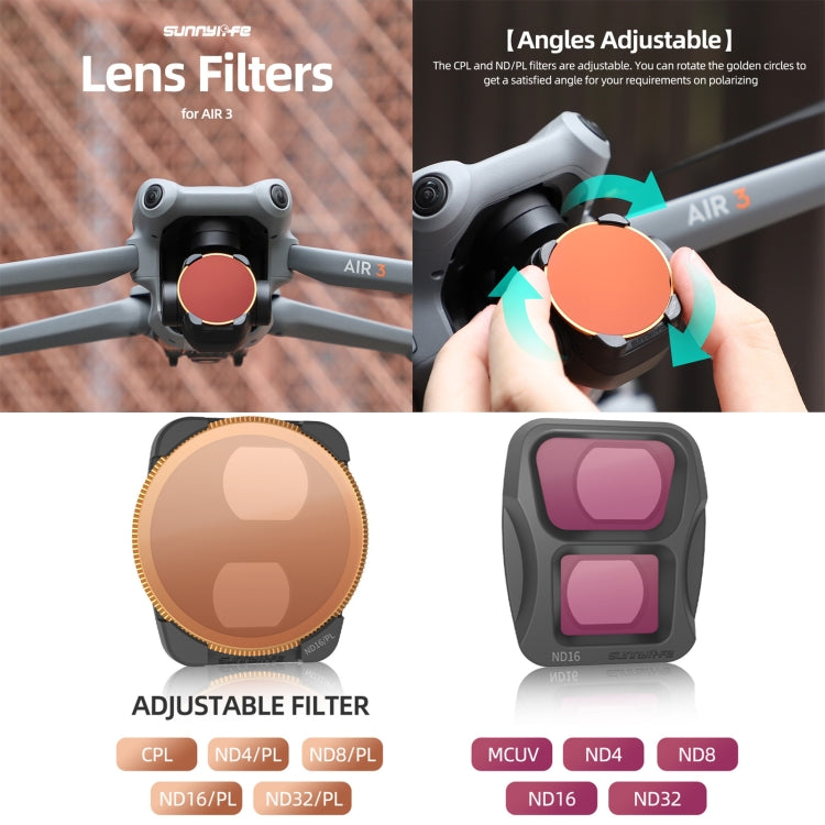 For DJI Air 3 Sunnylife Camera Lens Filter, Filter:ND16 - Lens Filter by Sunnylife | Online Shopping South Africa | PMC TechLife | Buy Now Pay Later Mobicred