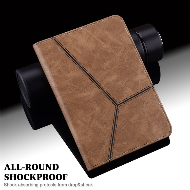 For Lenovo Xiaoxin Pad Pro 12.7 Solid Color Stripe Embossed Leather Tablet Case(Brown) - Lenovo by PMC TechLife | Online Shopping South Africa | PMC TechLife | Buy Now Pay Later Mobicred