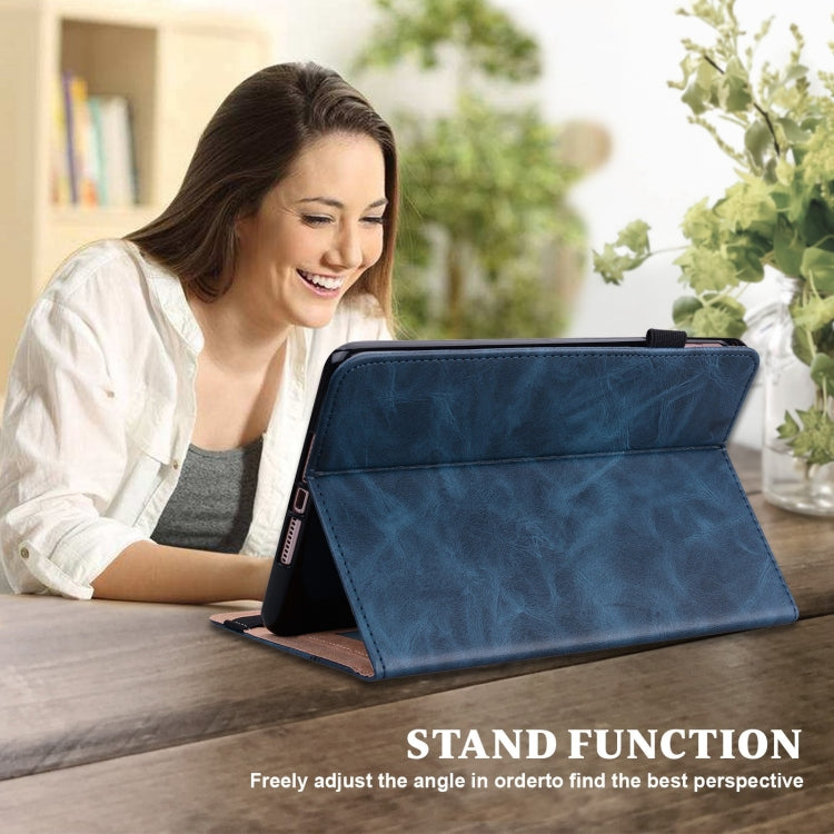 For Lenovo Xiaoxin Pad Pro 12.7 Solid Color Stripe Embossed Leather Tablet Case(Blue) - Lenovo by PMC TechLife | Online Shopping South Africa | PMC TechLife | Buy Now Pay Later Mobicred