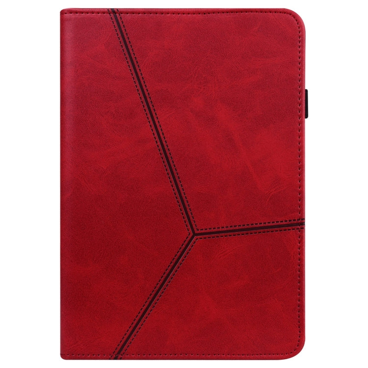 For Lenovo Xiaoxin Pad Pro 12.7 Solid Color Stripe Embossed Leather Tablet Case(Red) - Lenovo by PMC TechLife | Online Shopping South Africa | PMC TechLife | Buy Now Pay Later Mobicred