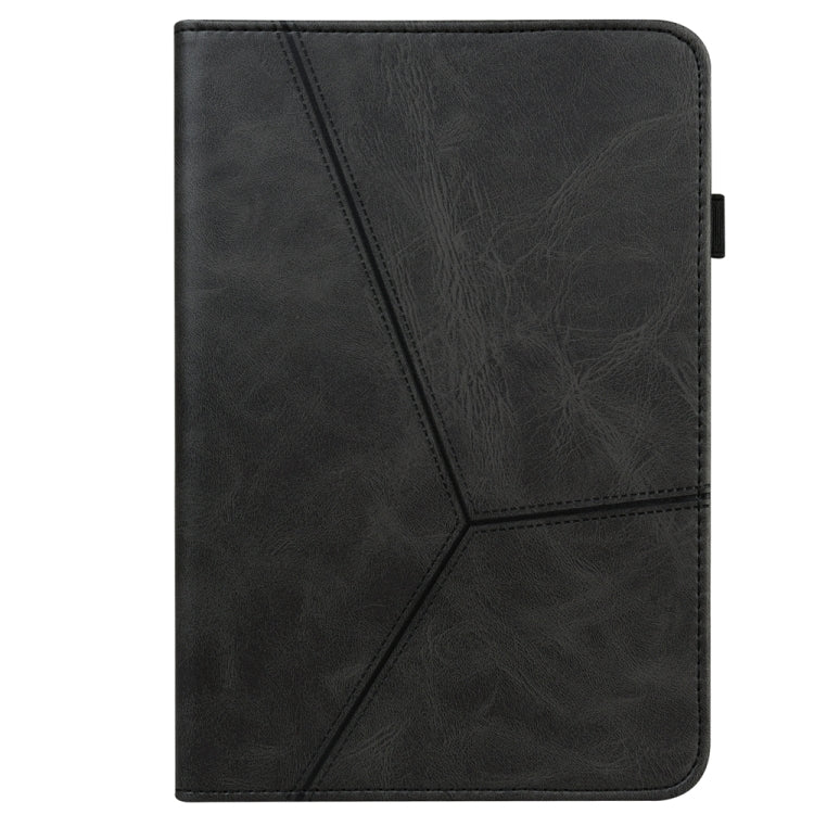 For Samsung Galaxy Tab S7+/S8+/S9+/S9 FE+ Solid Color Stripe Embossed Leather Tablet Case(Black) - Galaxy Tab S9 FE+ by PMC TechLife | Online Shopping South Africa | PMC TechLife