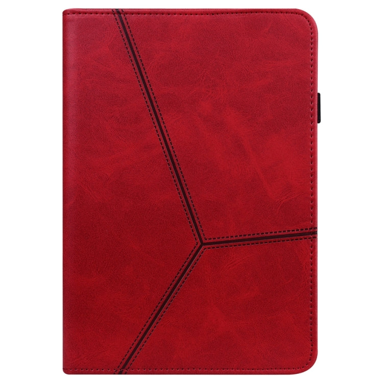 For Samsung Galaxy Tab S9+ / S9 FE+ Solid Color Stripe Embossed Leather Tablet Case(Red) - Galaxy Tab S9 FE+ by PMC Jewellery | Online Shopping South Africa | PMC Jewellery | Buy Now Pay Later Mobicred