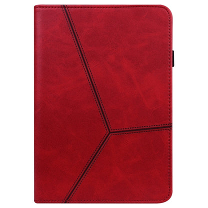 For Samsung Galaxy Tab S9 / S9 FE Solid Color Stripe Embossed Leather Tablet Case(Red) - Galaxy Tab S9 FE by PMC Jewellery | Online Shopping South Africa | PMC Jewellery | Buy Now Pay Later Mobicred