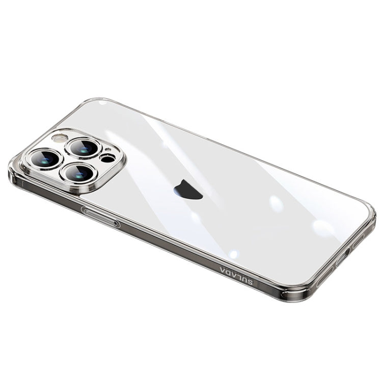 For iPhone 15 Pro Max SULADA TPU Frame + Tempered Glass Transparent Phone Case(Black) - free shipping - PMC Jewellery - Order now!