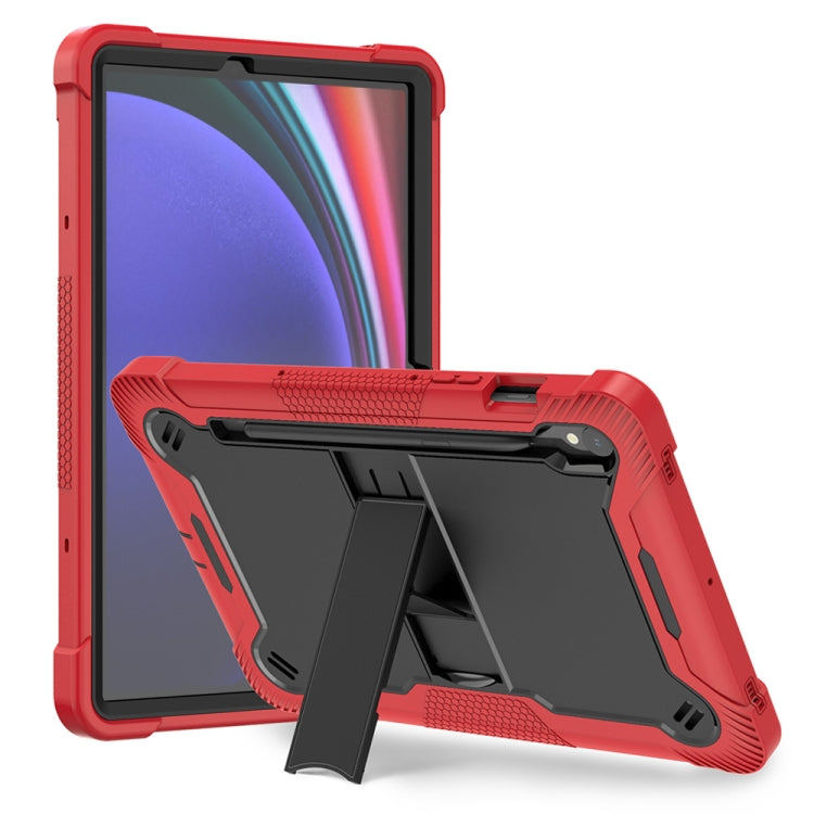 For Samsung Galaxy Tab S9 Shockproof Silicone Hybrid PC Tablet Case with Holder(Black + Red) - Galaxy Tab S9 Cases by PMC Jewellery | Online Shopping South Africa | PMC Jewellery | Buy Now Pay Later Mobicred