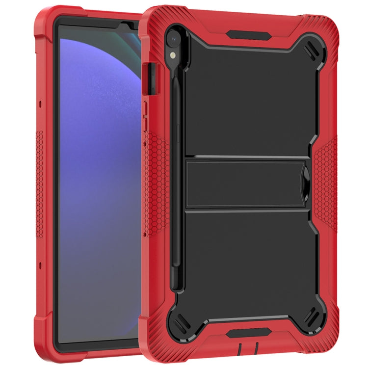 For Samsung Galaxy Tab S9 Shockproof Silicone Hybrid PC Tablet Case with Holder(Black + Red) - Galaxy Tab S9 Cases by PMC Jewellery | Online Shopping South Africa | PMC Jewellery | Buy Now Pay Later Mobicred