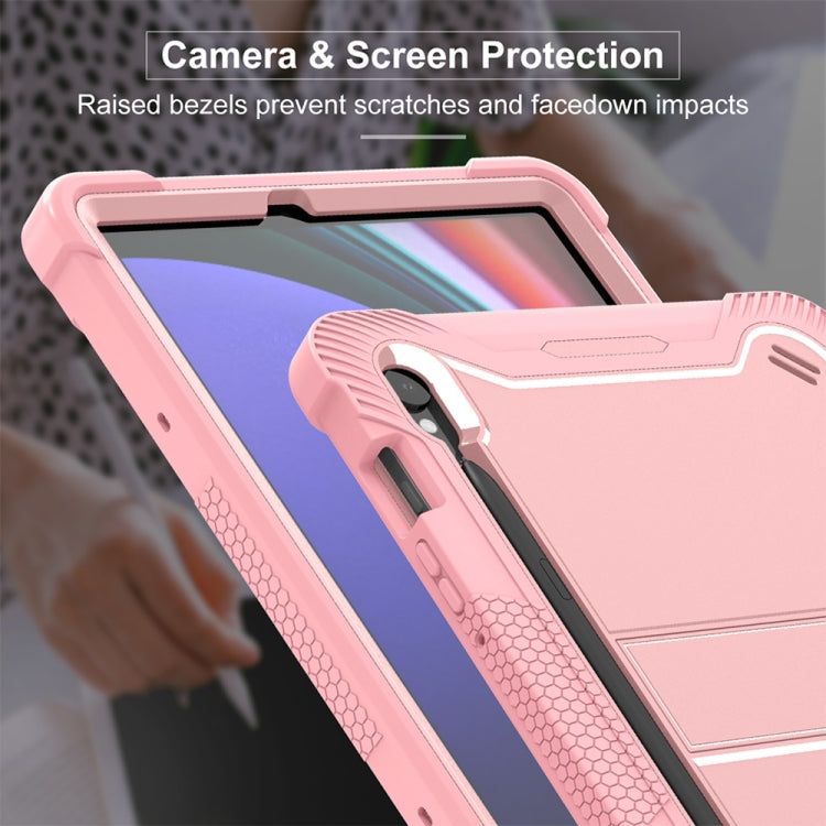 For Samsung Galaxy Tab S9 Shockproof Silicone Hybrid PC Tablet Case with Holder(Rose Gold) - Galaxy Tab S9 Cases by PMC Jewellery | Online Shopping South Africa | PMC Jewellery | Buy Now Pay Later Mobicred