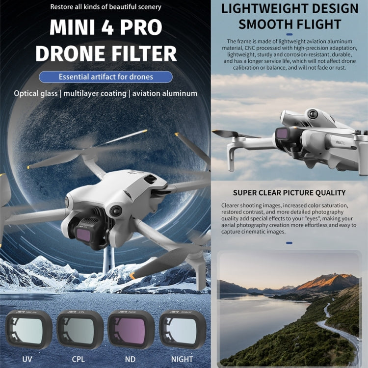 For DJI Mini 4 Pro JSR KB Series Drone Camera Lens Filter, Filter:CPL ND8/16/32/64/256/1000 NIGHT - free shipping - PMC TechLife - Order now!