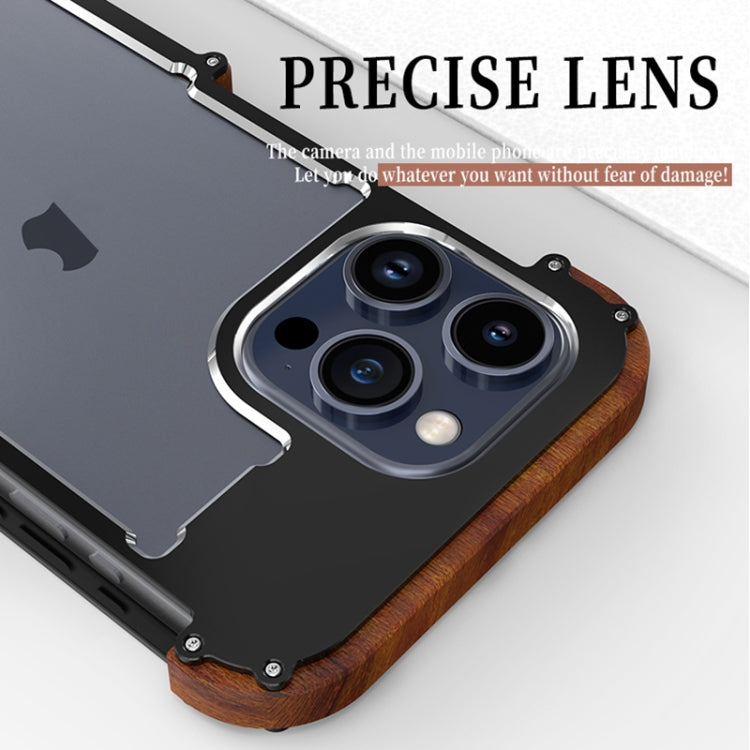 For iPhone 16 R-JUST Ironwood Generation Metal Hybrid Wood Phone Case - iPhone 16 Cases by R-JUST | Online Shopping South Africa | PMC Jewellery | Buy Now Pay Later Mobicred