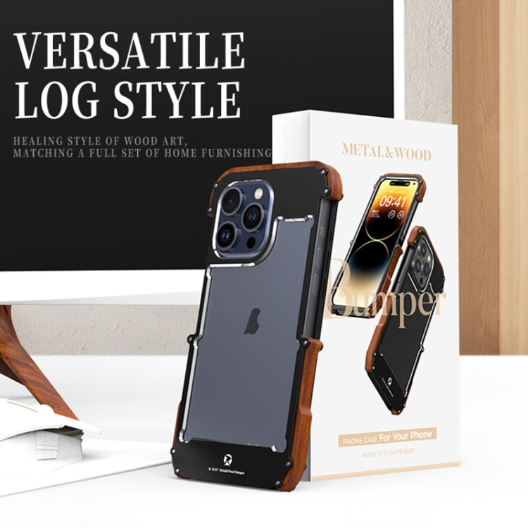 For iPhone 15 Pro R-JUST Ironwood Generation Metal Hybrid Wood Phone Case - iPhone 15 Pro Cases by R-JUST | Online Shopping South Africa | PMC TechLife | Buy Now Pay Later Mobicred