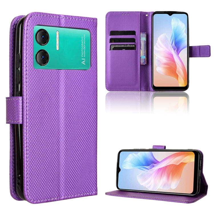 For Doogee X98 Diamond Texture Leather Phone Case(Purple) - Doogee Cases by PMC Jewellery | Online Shopping South Africa | PMC Jewellery | Buy Now Pay Later Mobicred