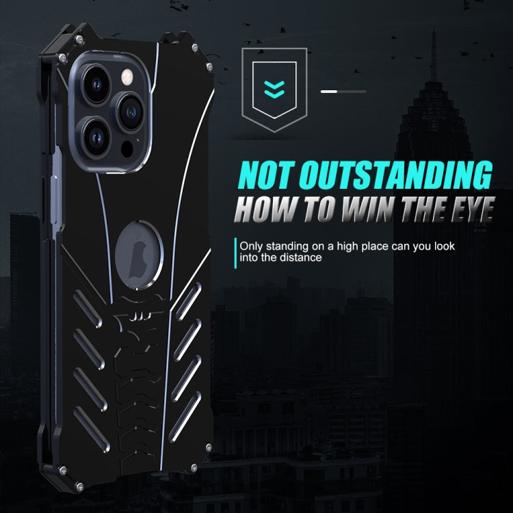 For iPhone 16 Pro Max R-JUST Batman Hollow Metal Phone Protective Case(Black) - iPhone 16 Pro Max Cases by R-JUST | Online Shopping South Africa | PMC Jewellery | Buy Now Pay Later Mobicred