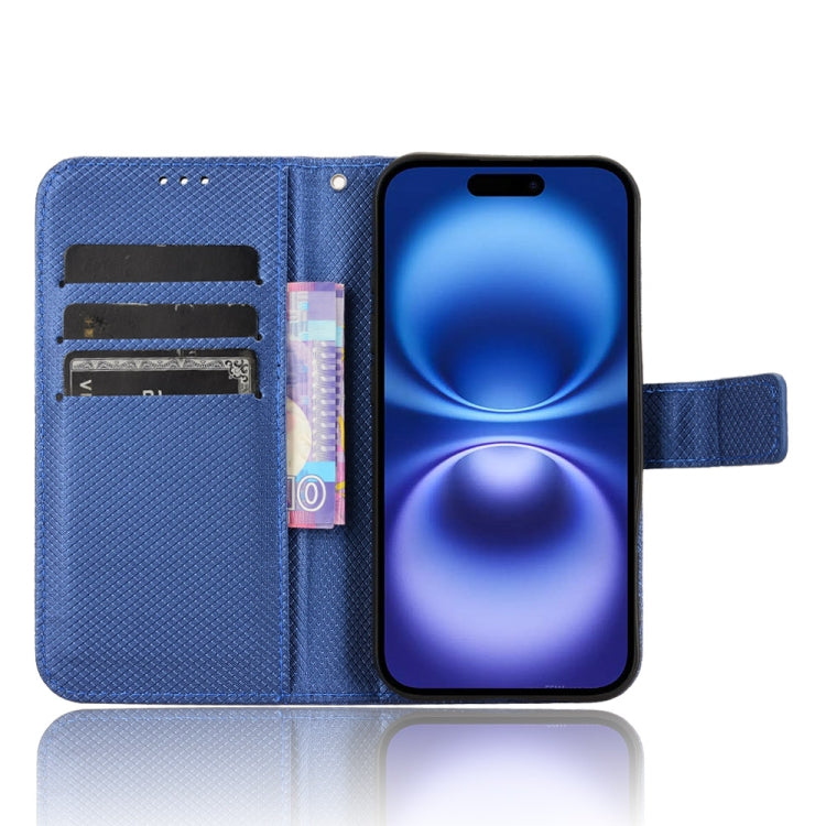 For iPhone 16 Plus Diamond Texture Leather Phone Case(Blue) - iPhone 16 Plus Cases by PMC Jewellery | Online Shopping South Africa | PMC Jewellery | Buy Now Pay Later Mobicred