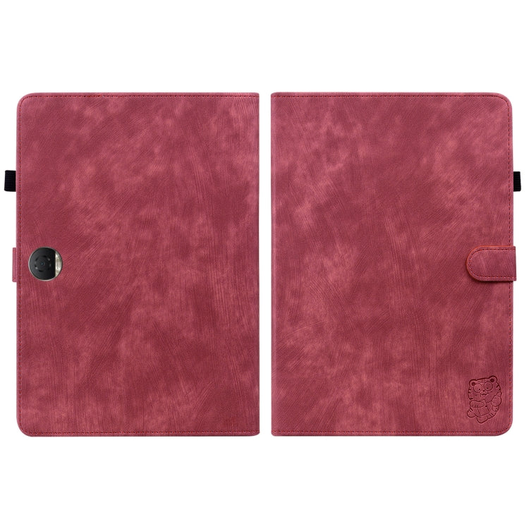For Honor Pad 9 12.1 Embossed Tiger Pattern Leather Tablet Case(Red) - Honor by PMC TechLife | Online Shopping South Africa | PMC TechLife | Buy Now Pay Later Mobicred