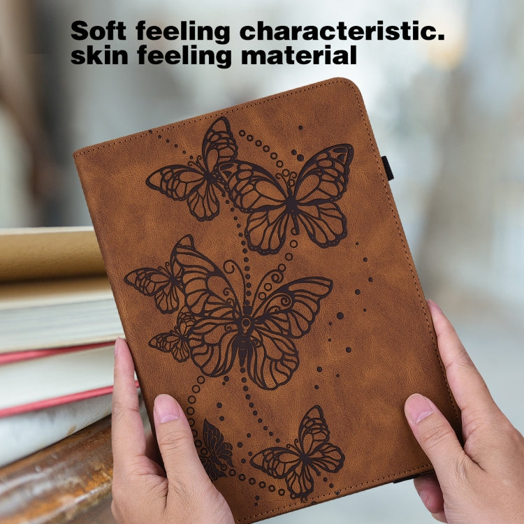 For Samsung Galaxy Tab S9 Embossed Butterfly Pattern Horizontal Flip Leather Tablet Case(Brown) - Galaxy Tab S9 Cases by PMC Jewellery | Online Shopping South Africa | PMC Jewellery | Buy Now Pay Later Mobicred