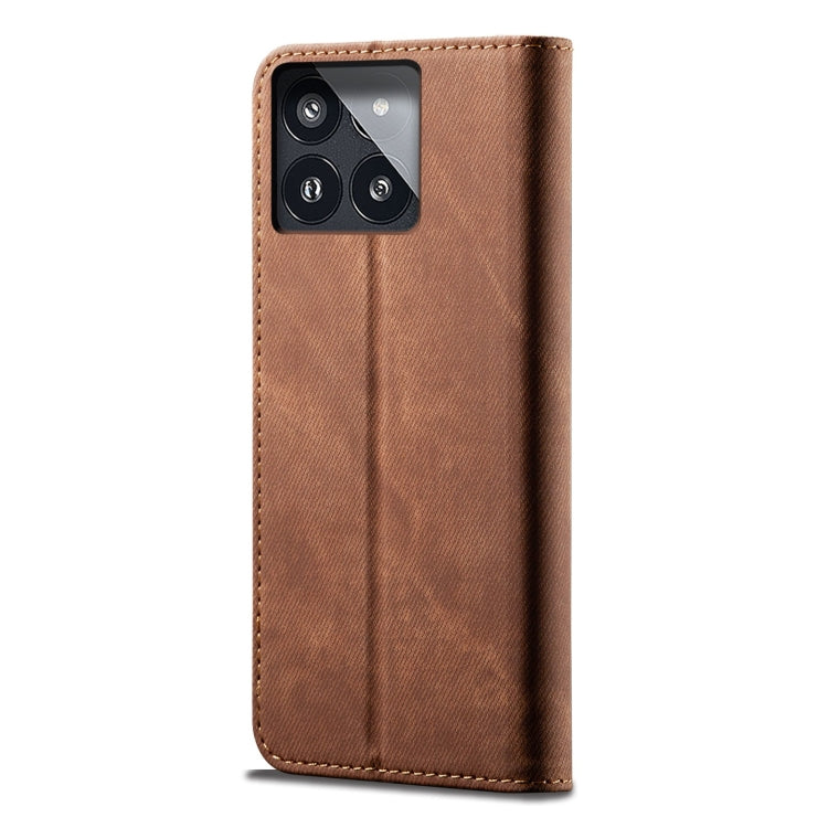 For Xiaomi Redmi K70/K70 Pro Denim Texture Casual Style Horizontal Flip Leather Case(Brown) - K70 Pro Cases by PMC Jewellery | Online Shopping South Africa | PMC Jewellery | Buy Now Pay Later Mobicred