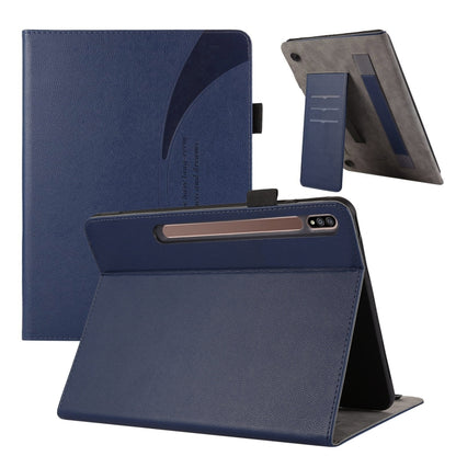 For Samsung Galaxy Tab S9 / S8 / S7 Litchi Texture Leather Sucker Tablet Case(Dark Blue) - Other Galaxy Tab PC by PMC Jewellery | Online Shopping South Africa | PMC Jewellery | Buy Now Pay Later Mobicred