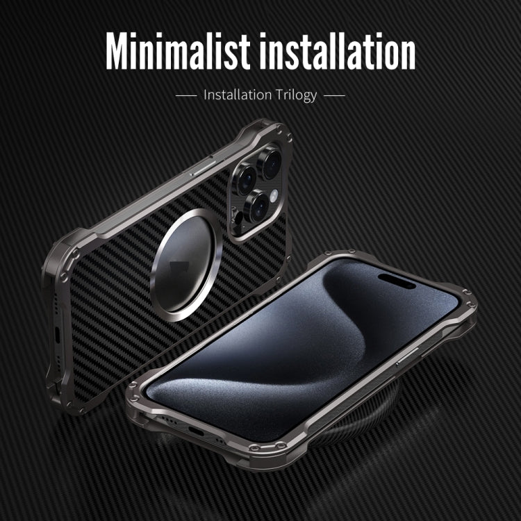 For iPhone 15 Pro R-JUST RJ51 Hollow MagSafe Magnetic Metal Phone Case(Space Grey) - free shipping - PMC TechLife - Order now!
