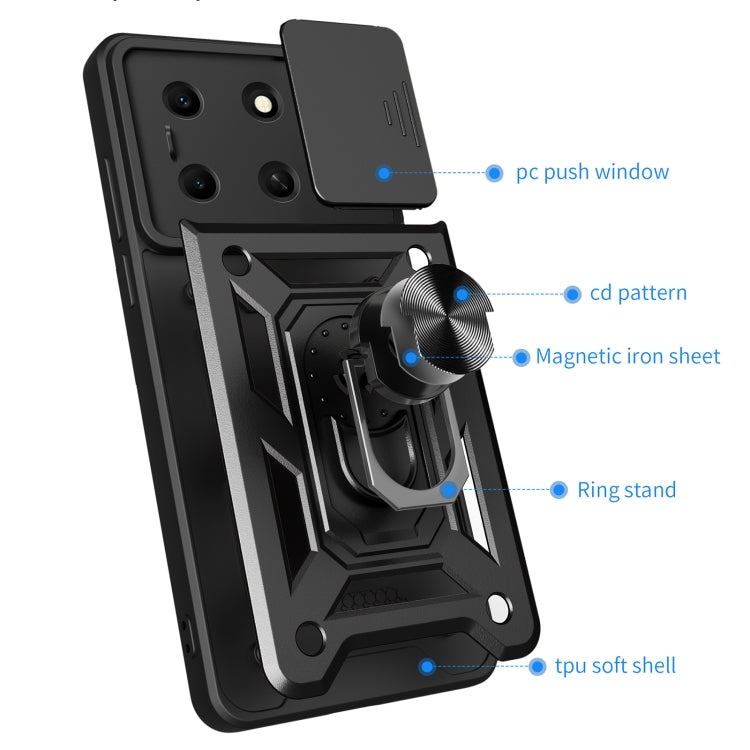 For Infinix Note 30i Sliding Camera Cover Design TPU+PC Phone Case(Black) - Infinix Cases by PMC Jewellery | Online Shopping South Africa | PMC Jewellery | Buy Now Pay Later Mobicred