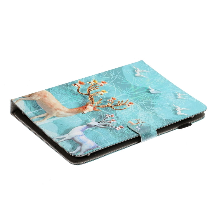 For 10 inch Universal Tablet PC Colored Drawing Pattern Horizontal Flip PU Leather Case with Holder & Card Slot(Sika Deer) - 10 - 11 inch by PMC TechLife | Online Shopping South Africa | PMC TechLife | Buy Now Pay Later Mobicred