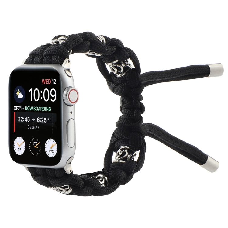 For Apple Watch Series 7 45mm Silk Silver Beads Braided Watch Band(Black) - free shipping - PMC TechLife - Order now!