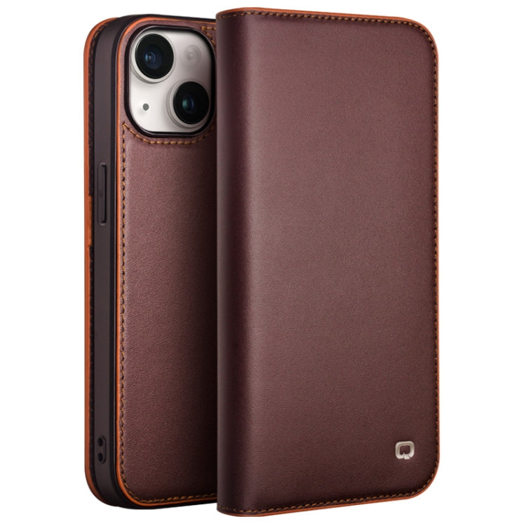 For iPhone 15 Plus QIALINO Classic Gen2 Genuine Leather Phone Case(Brown) - iPhone 15 Plus Cases by QIALINO | Online Shopping South Africa | PMC Jewellery | Buy Now Pay Later Mobicred