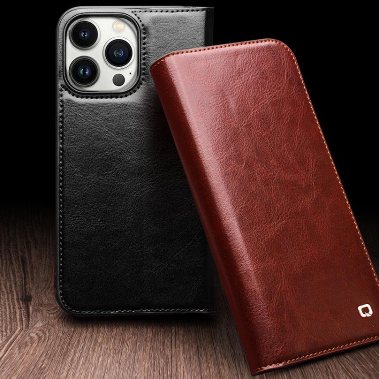 For iPhone 15 Pro Max QIALINO Classic Genuine Leather Phone Case(Black) - iPhone 15 Pro Max Cases by QIALINO | Online Shopping South Africa | PMC TechLife | Buy Now Pay Later Mobicred