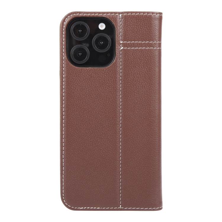 For iPhone 16 Pro Max GEBEI Top-grain Horizontal Flip Leather Phone Case(Brown) - iPhone 16 Pro Max Cases by GEBEI | Online Shopping South Africa | PMC Jewellery | Buy Now Pay Later Mobicred