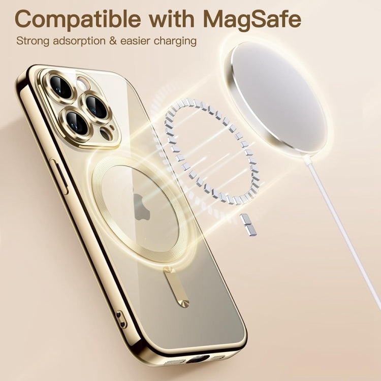 For iPhone 14 Pro Max Magsafe Magnetic Transparent Electroplated TPU Phone Case(Gold) - iPhone 14 Pro Max Cases by PMC Jewellery | Online Shopping South Africa | PMC Jewellery