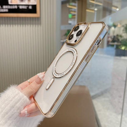 For iPhone 13 Pro MagSafe Magnetic Transparent TPU Electroplated Phone Case(Silver) - iPhone 13 Pro Cases by PMC Jewellery | Online Shopping South Africa | PMC Jewellery