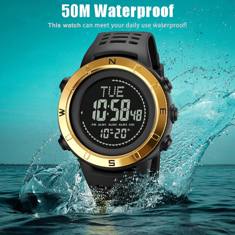 Shimei 2096 Multifunctional Men 50M Waterproof Compass Noctilucent Digital Wrist Watch(Silver) - free shipping - PMC TechLife - Order now!