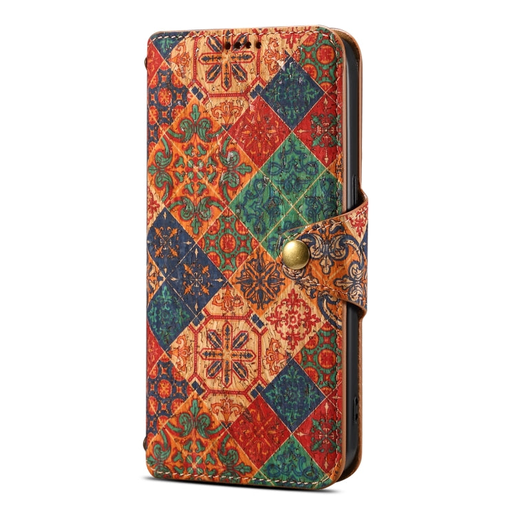 For iPhone 16 Pro Denior Flower Language Series Cork Fabric Oil Edge Leather Phone Case(Winter) - iPhone 16 Pro Cases by Denior | Online Shopping South Africa | PMC Jewellery | Buy Now Pay Later Mobicred