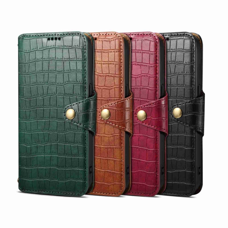 For iPhone 16 Pro Denior Crocodile Texture Oil Edge Leather Phone Case(Green) - iPhone 16 Pro Cases by Denior | Online Shopping South Africa | PMC Jewellery | Buy Now Pay Later Mobicred