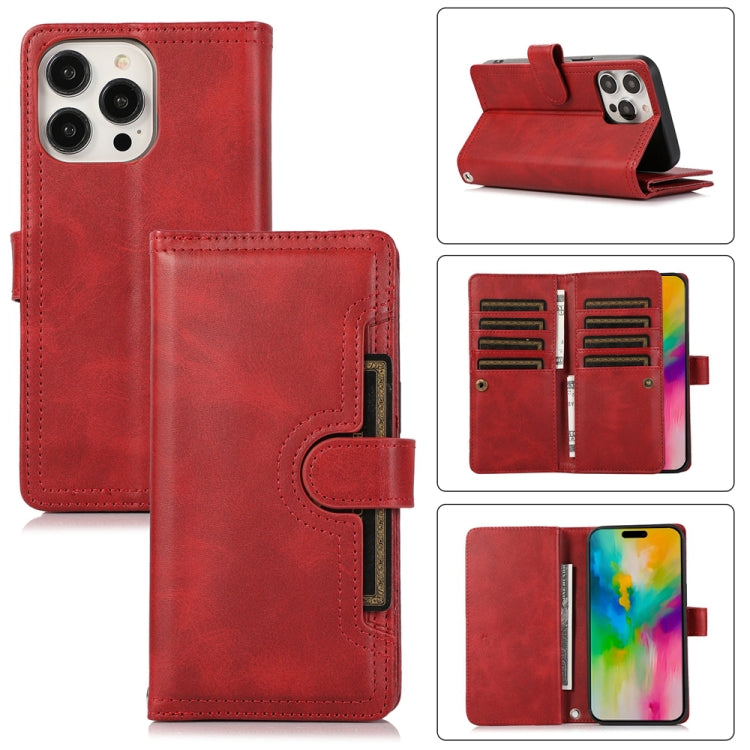 For iPhone 16 Pro Max Wristband Card Slot Leather Phone Case(Red) - iPhone 16 Pro Max Cases by PMC Jewellery | Online Shopping South Africa | PMC Jewellery | Buy Now Pay Later Mobicred