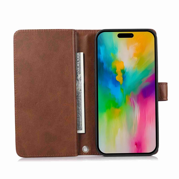 For iPhone 16 Pro Max Wristband Card Slot Leather Phone Case(Coffee) - iPhone 16 Pro Max Cases by PMC Jewellery | Online Shopping South Africa | PMC Jewellery | Buy Now Pay Later Mobicred