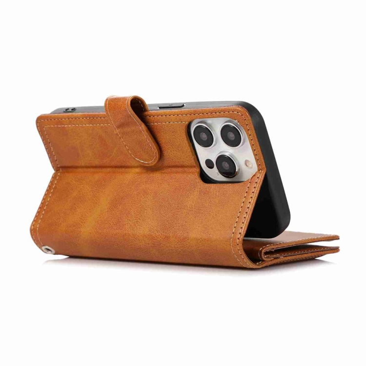 For iPhone 16 Pro Wristband Card Slot Leather Phone Case(Brown) - iPhone 16 Pro Cases by PMC Jewellery | Online Shopping South Africa | PMC Jewellery | Buy Now Pay Later Mobicred