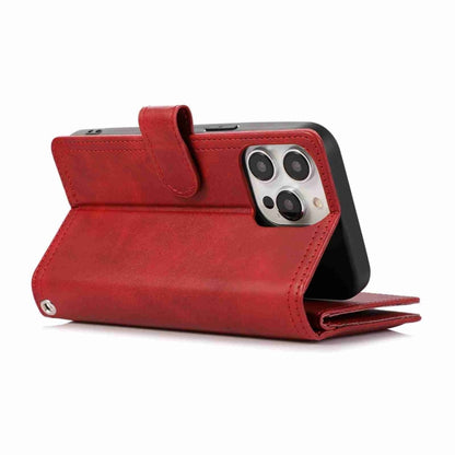 For iPhone 16 Pro Wristband Card Slot Leather Phone Case(Red) - iPhone 16 Pro Cases by PMC Jewellery | Online Shopping South Africa | PMC Jewellery | Buy Now Pay Later Mobicred