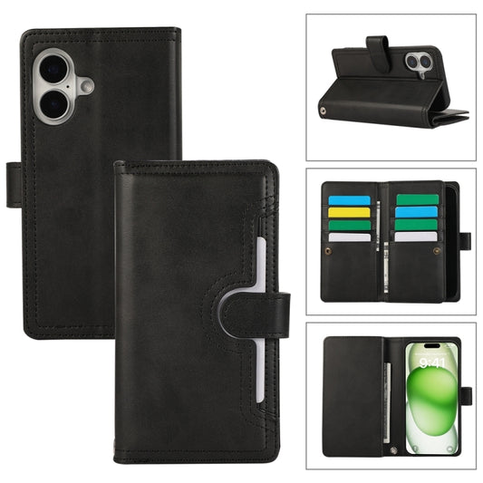 For iPhone 16 Plus Wristband Card Slot Leather Phone Case(Black) - iPhone 16 Plus Cases by PMC Jewellery | Online Shopping South Africa | PMC Jewellery | Buy Now Pay Later Mobicred