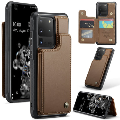 For Samsung Galaxy S20 Ultra CaseMe C22 Card Slots Holder RFID Anti-theft Phone Case(Brown) - Galaxy Phone Cases by CaseMe | Online Shopping South Africa | PMC Jewellery | Buy Now Pay Later Mobicred